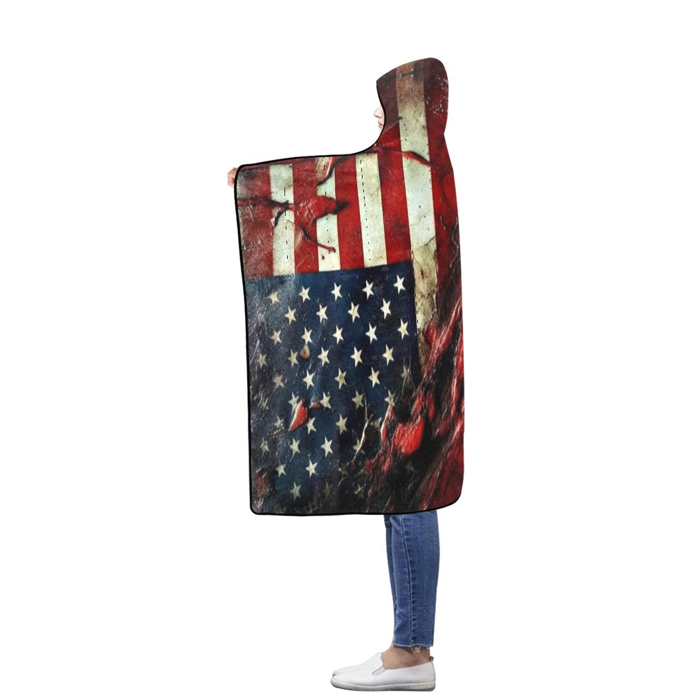 Hoodie blanket American flag 9 56''x80''