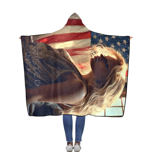 Hoodie blanket American flag 1 56''x80''