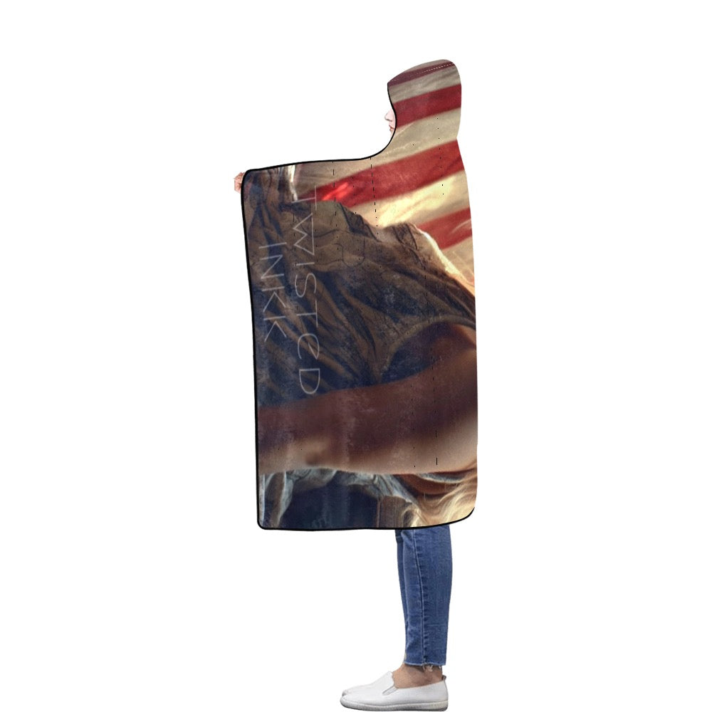 Hoodie blanket American flag 1 56''x80''