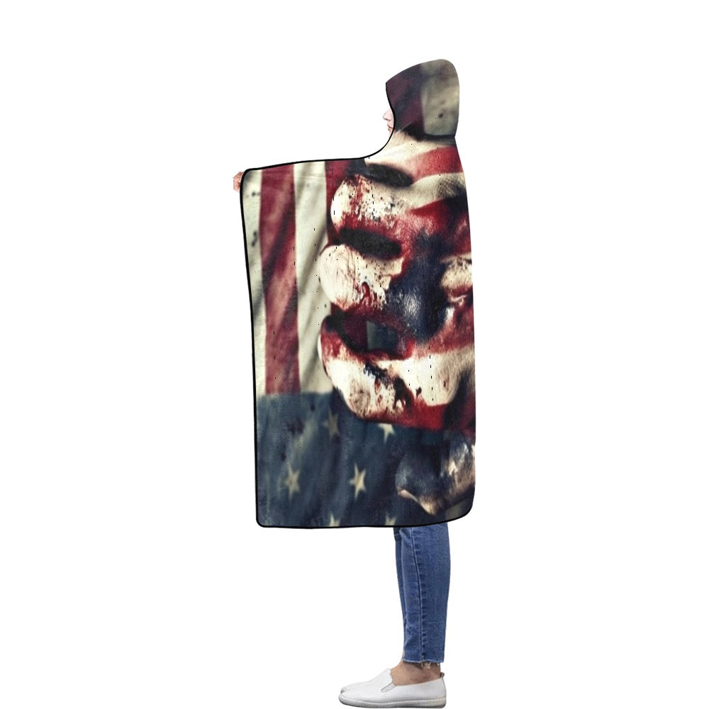 Hoodie blanket American flag 10 56''x80''