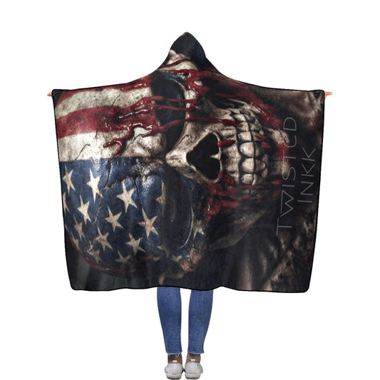 Hoodie blanket American flag 5 56''x80''